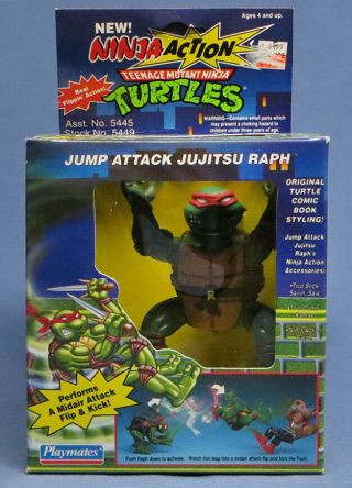 Rare Playmates - Teenage Mutant Nija Turtles Tmnt - Jump Attact Jujitsu Raph Nib