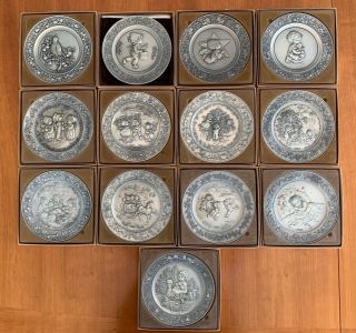 Hallmark Pewter Christmas Plates: Complete Series,  Set Of 13 1977 - 1989