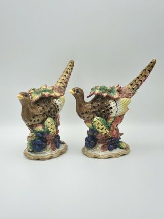 Fitz And Floyd Autumn Bounty Pheasant Candle Stick Holders