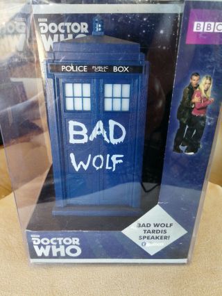 Doctor Who Bad Wolf Tardis Wireless Bluetooth Speaker With Leds And Sound Effe.