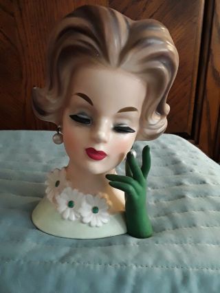 Vintage Lady Head Vase Napcoware C6429 1950s 7 1/2 Inches.