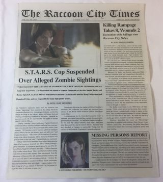 2004 Resident Evil Apocalypse Promo Newspaper Raccoon City Times