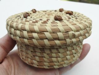 Gullah Handmade Sweetgrass Basket With Lid By Mary Jackson Charlestown Sc