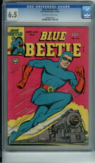 Blue Beetle 44 Cgc 6.  5 Train Cover Fox Features Syndicate