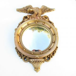 Vtg.  Syroco Federal Eagle Mirror Convex Gold 4410 Mid Century Hollywood Regency