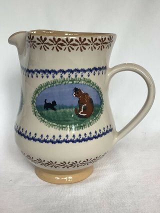 Vintage Nicholas Mosse Pottery 6.  5” Pitcher Jug Cat In Field Made In Ireland