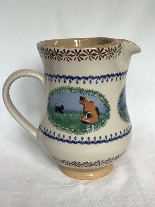 Vintage Nicholas Mosse Pottery 6.  5” Pitcher Jug Cat In Field Made In Ireland 3