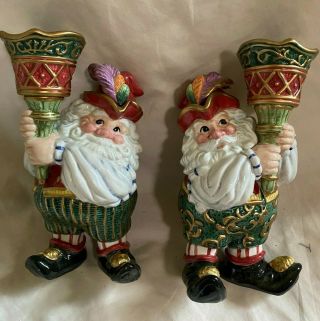 Fitz And Floyd Classics Christmas Court 9 " Candle Holders