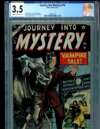 Journey Into Mystery 16 Cgc 3.  5 Classic Harry Anderson Vampire $395 Pch 1954