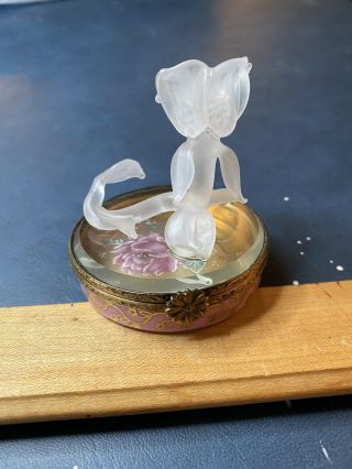Crystal Flower Very Rare Hand Painted Limoges Trinket Box (70)