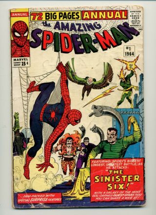 Spider - Man Annual 1 1964 Marvel First App Of The Sinister Six