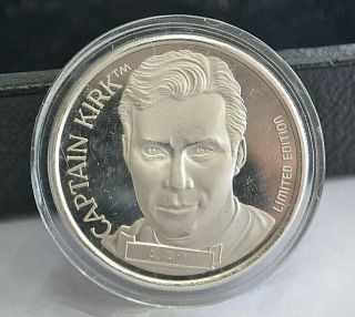1991 Star Trek 25th Anniversary Captain Kirk 1 Oz.  999 Silver Coin (592) B183