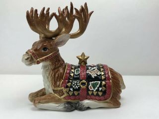 Fitz And Floyd Classics Christmas Lodge Deer Lidded Box 19/1372 Discontinued