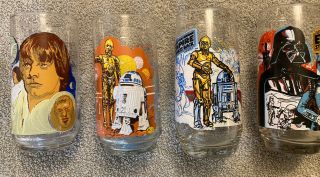 Vintage 1977 1980 Burger King Star Wars Glasses (set Of 4)