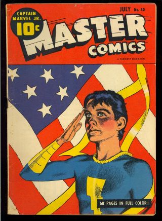 Master Comics 40 (missing Cf) Classic Cover Captain Marvel Jr.  Raboy 1943 Vg