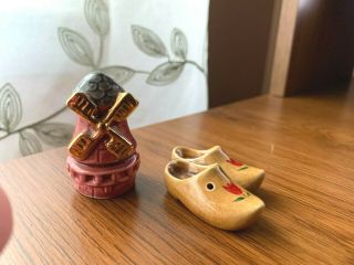 Arcadia Windmill & Dutch Shoes Miniature Salt & Pepper Shakers