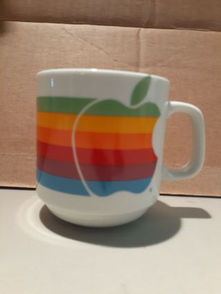 Vintage 80s Apple Computer Mug Cup Rainbow Macintosh Rare Promo Full Rainbow