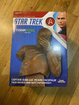 Icon Heroes Star Trek Tng Captain Picard Facepalm Bust Faux Bronze