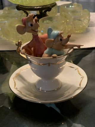 Lenox Disney Cinderella Gus And Jaq Mouse Figurine Tea Party Pals Teacup
