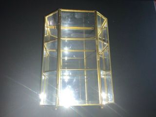 Vintage Medium Mirrored Glass Brass Jewelry Trinket Case Curio Box Keepsake Art