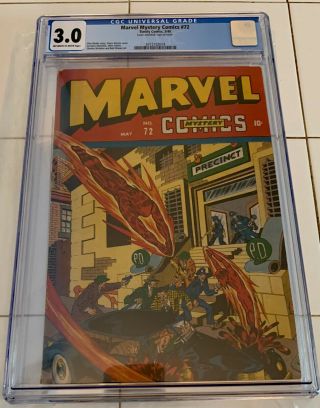 Marvel Mystery Comics 72 5/46 Cgc 3.  0 Off White To White Pages