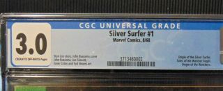 1968 Marvel Silver Surfer 1 CGC 3.  0 C/OW Pages Origin Story 3