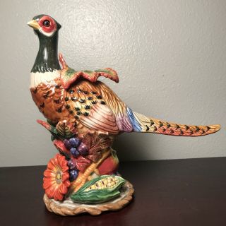 Retired Fitz and Floyd Autumn Bounty Pheasant Candleholders - 1 Pair Male/female 2