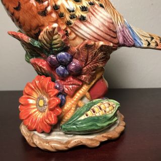 Retired Fitz and Floyd Autumn Bounty Pheasant Candleholders - 1 Pair Male/female 3