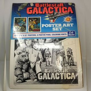 Vtg Battlestar Galactica Interstellar Poster Art Jumbo Coloring Book Page