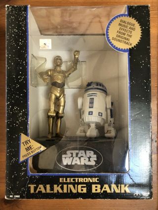 1995 Star Wars C3po & R2d2 Electronic Animated Talking Coin Bank By Thinkway
