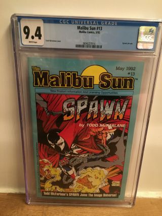 The Malibu Sun 13 Cgc 9.  4 White Pages 1st Appearance Of Spawn
