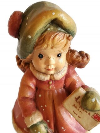 Vtg Sarah Kay Anri Figurine Special Delivery Limited Edition Woodcarving 4”