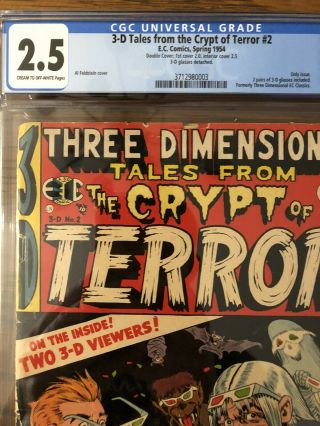 THREE DIMENSIONAL TALES FROM THE CRYPT OF TERROR 2 CGC 2.  0/2.  5 DOUBLE COVER 2