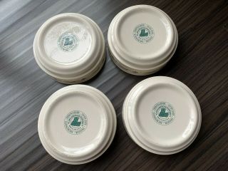 Set of 4 Longaberger Pottery Woven Tradition Soup Cereal Bowls Heritage Green 3