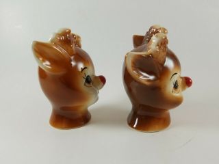 Vintage Rudolph The Red Nosed Reindeer Heads Salt And Pepper Shakers 2