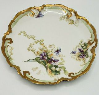 Antique Limoges Coronet Old Abbey Violets 8 1/2 " Plate,  Coronet France -