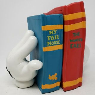 Vintage Disney Mickey Mouse Gloves Hand - Painted Ceramic Bookends