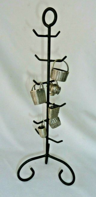 Longaberger Pewter Ornament Baskets With Stand - 7pc.  Set