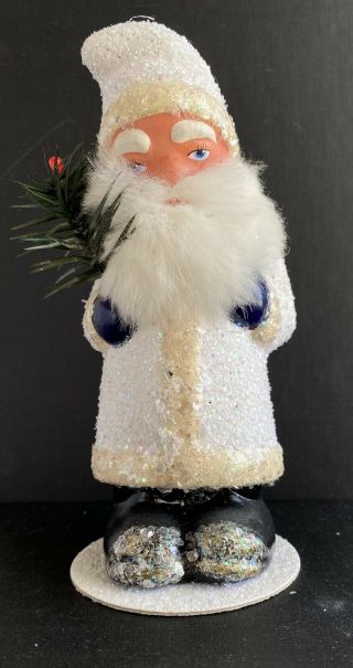 Charming Ino Schaller Paper Mache Holiday Santa Decoration Made In Germany