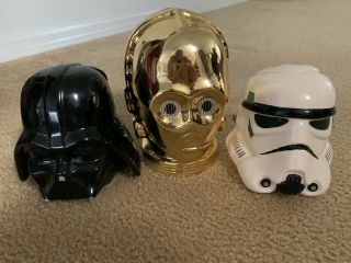 Set Of 3 Star Wars Galerie Cookie Jars,  C3po,  Darth Vader,  Stormtrooper