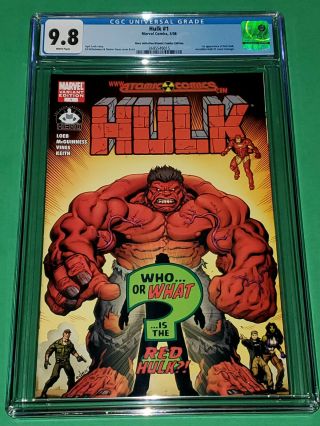 Hulk 1 (2008) Cgc 9.  8 Hero Initiative / Atomic Comics Variant 1st Red Hulk