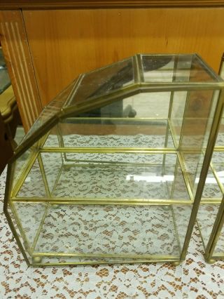 Vintage Brass And Glass Wall Or Table Curio Display Cabinet 2