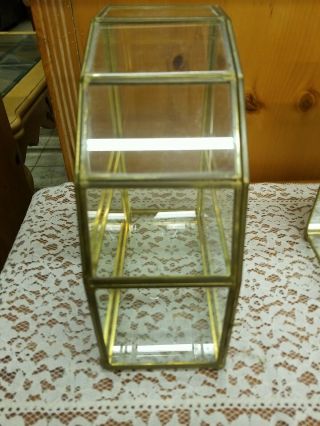 Vintage Brass And Glass Wall Or Table Curio Display Cabinet 3