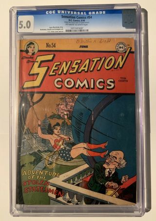 Sensation Comics 54 Cgc 5.  0 Vg/fn Ow/w Pages 6/1946,  Wonder Woman,  Ruben Blades