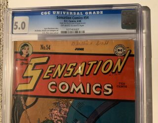 Sensation Comics 54 CGC 5.  0 VG/FN OW/W pages 6/1946,  Wonder Woman,  Ruben Blades 2