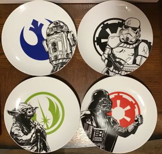Vandor Starwars Ceramic Dinner Plates R2 - D2 Yoda Darts Vader Storm Trooper