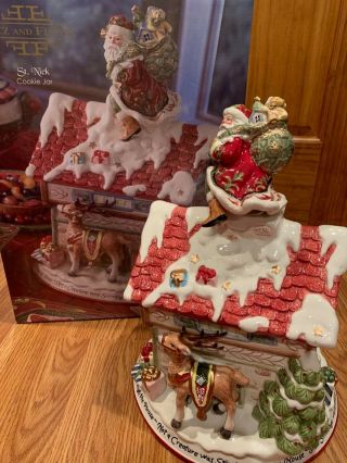Fitz And Floyd St.  Nick Cookie Ceramic Jar Santa Christmas