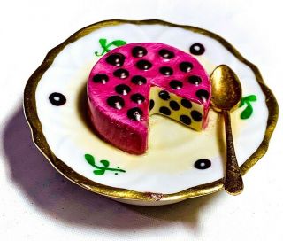 Limoges France French Signed Dessert Cake Torte Trinket Box Peint Main Limoge