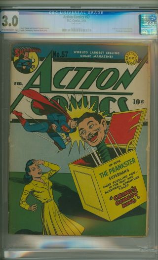 Action Comics 57 (cgc 3.  0) Ow/w P; 2nd Lois Lane Cover; $395 In Guide (c 24446)