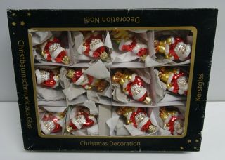 Vintage Mercury Glass Father Christmas Ornaments/decorations X12 Boxed Germany